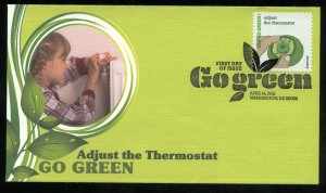 US 4524o Go Green Adjust the Thermostat UA Fleetwood cachet FDC