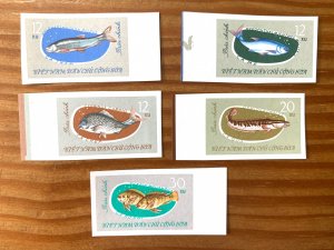 Viet Nam North 1963 Fish - imperforates, unused. Scott 263-267 CV $20.00