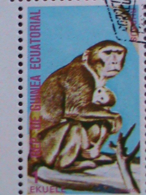 EQUATORIAL GUINEA-1974 WORLD FAMOUS LOVELY MONKIES  CTO SHEET-VERY FINE