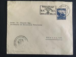 1936 Berlin Germany Cover To Mexico Ministry of Foreign Relations Ibero American