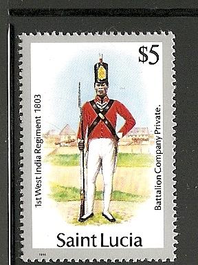 St. Lucia 1987 Military Uniforms  mnh sc# 760a 1986 imprint
