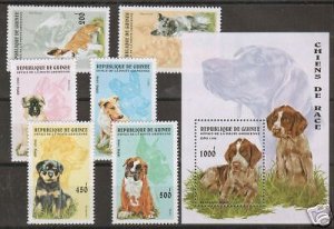 Guinea Sc 1340-46 MNH. 1996 Dogs + S/S, complete set