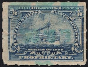 RB23 5/8¢ Battleship Proprietary Stamp (1898) Used/Creased