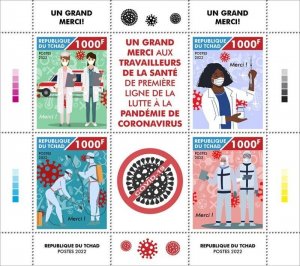 Chad - 2022 Pandemic Thank You - 4 Stamp Sheet - TCH220251a