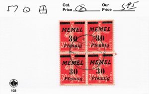 MEMEL LITHUANIA   57   USED   BLOCK OF 4