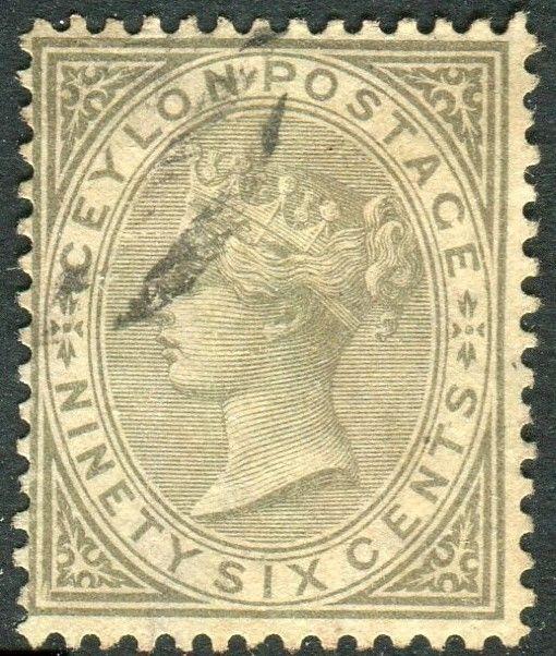 CEYLON-1872-80 96c Drab Sg 132 GOOD USED V17907