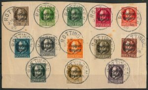 42083-Germany Bavaria-Postal History-Mi 116/127 B on Paper-Favor cance 