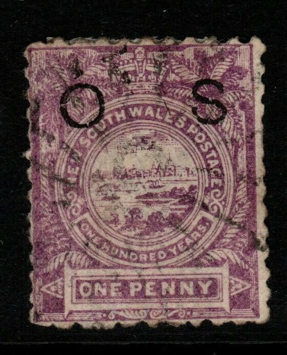 NEW SOUTH WALES SGO39 1888 1d LILAC p11x12 USED