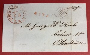 U.S., 1838 Stampless Cover, from New Orleans to Baltimore, 5 Postal Markings