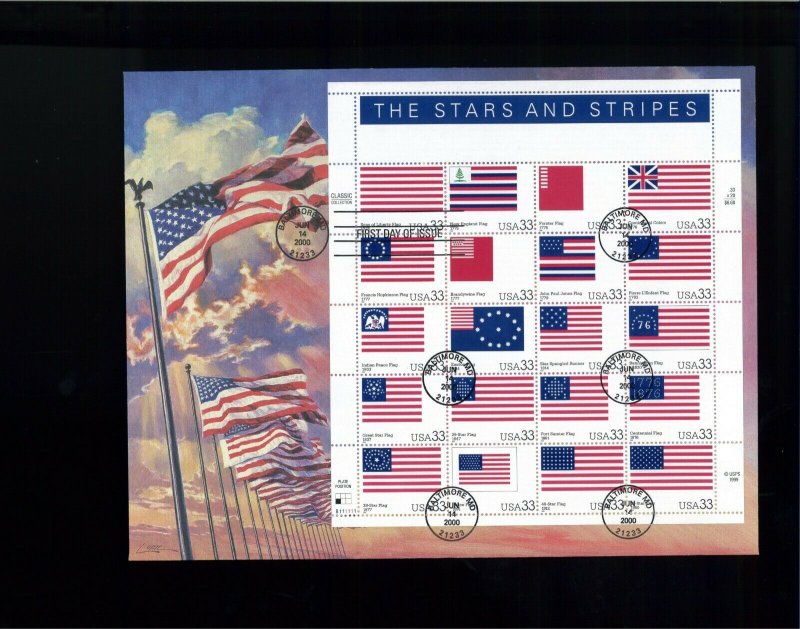 2000 Baltimore Maryland Stars & Stripes Historic Flags Sheet First Day Cover
