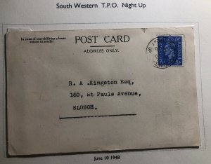 1948 South Western England Postcard Cover Traveling Post Office To Slough