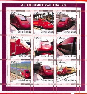 A0853 -  GUINEA-BISSAU - ERROR   MISSPERF SHEET - TRANSPORT Thalys Trains 2001