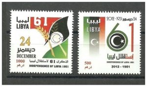 2012- Libya- The 61st Anniversary of the independence 1951- compl.set 2v MNH** 