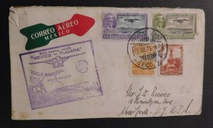 1929 Airmail First Flight Cover Mexico City to New York NY USA