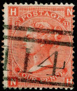 SG94, 4d vermilion PLATE 11, good USED. Cat £70. NH