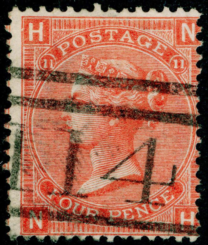 SG94, 4d vermilion PLATE 11, good USED. Cat £70. NH