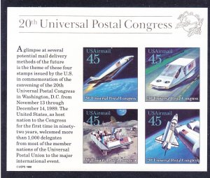 US C126 MNH 1989 45? IMPERF 20th Universal Postal Congress Airmail Souv. Sheet