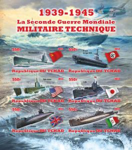 TCHAD CHAD SHEET IMPERF WORLD WAR SUBMARINES