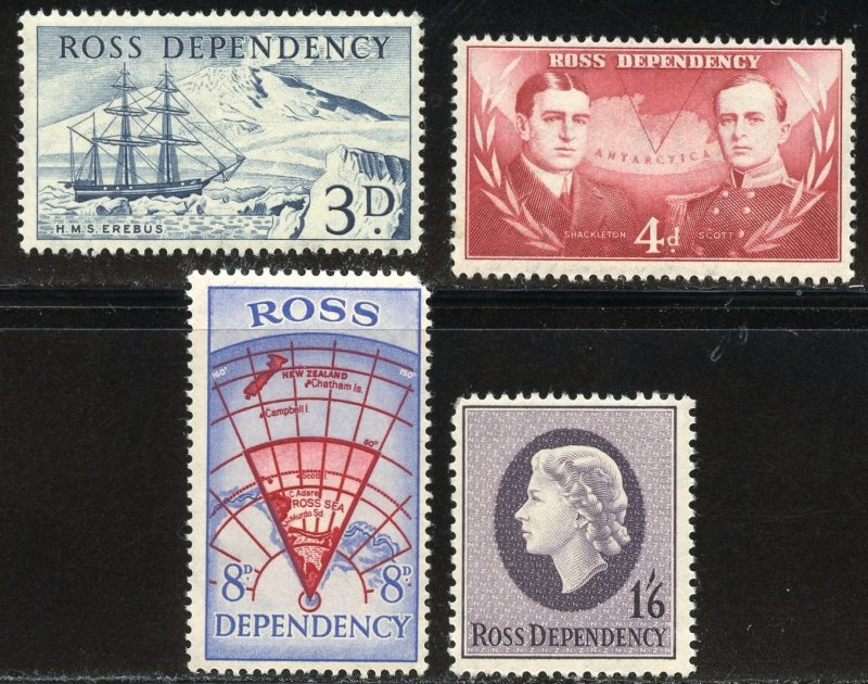 Ross Dependency Scott L1-L4 MNHOG - 1957 First Issue - SCV $12.00