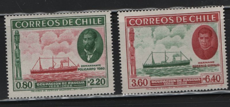 CHILE B1-B2 MINT HINGED SS ABTAO AND CAPTAIN POLICARPO SET 1940