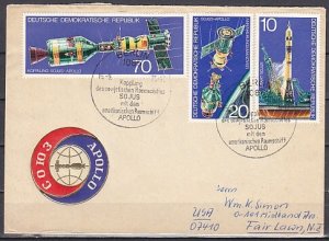 German, Dem. Rep. Scott cat. 1683-1685. Apollo-Soyuz. Mailed First day cover. ^