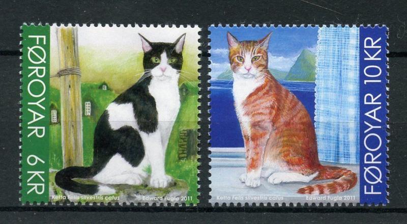 Faroes Faroe Islands 2011 MNH Domestic Cats 2v Set Pets Animals Stamps
