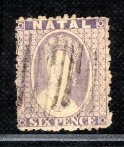 South Africa NATAL QV CHALON Stamp SG.24x 6d Variety WMK REVERSED Used YELLOW299