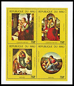 Mali 1073, MNH, Madonna and Child Paintings, miniature sheet