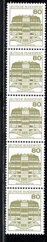 Germany Bund Scott # 1312, mint nh, variation coil of 5 with #, Mi# 1140AIIR