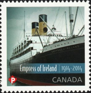 DIE CUT = RMS EMPRESS OF IRELAND = SHIP = booklet stamp Canada 2014 #2747i MNH