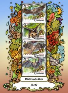 MALDIVES - 2017 - Wildlife of the World : Bats - Perf 4v Sheet - MNH