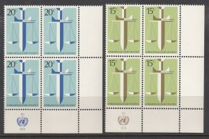 UN New York 314-315 Inscription Plate Blocks MNH VF