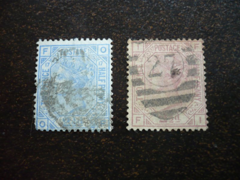 Stamps - Great Britain - Scott# 67-68 - Plates 3 & 17 - Used Set of 2 Stamps