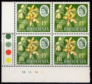 RHODESIA QEII SG411, 2s 20c Corner traffic light BLOCK X4, NH MINT. Cat £24.