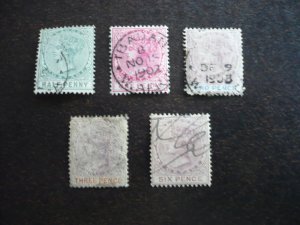 Stamps - Lagos - Scott# 13,15,18,21,27 - Used Part Set of 5 Stamps