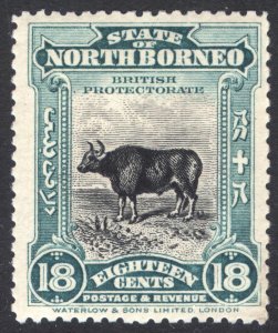 North Borneo 1909 18c Blue Green & Black Banteng Scott 147 SG 175 MLH Cat $120