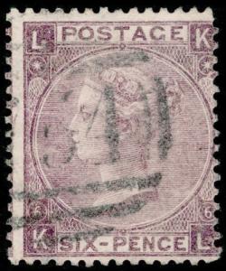 SG97, 6d lilac PLATE 6, good used. Cat £180. WMK EMBLEMS. KL