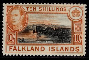 FALKLAND ISLANDS GVI SG162, 10s black & orange-brown, M MINT. Cat £200.