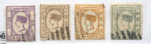 Labuan QV 1892 various values used