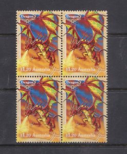 AUSTRALIA - 2011 MYTHICAL CREATURES DRAGON - BLOCK OF 4 MINT NH