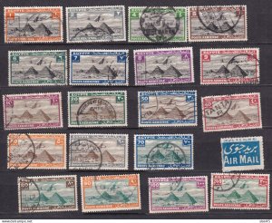 Egypt 1933-8  Used Mi 164-186 (-1 stamp) Airplane over Gaza Pyramids 15956