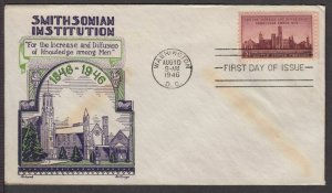 1946 Smithsonian Institution Sc 943 Dorothy Knapp / Fleetwood cachet unaddressed