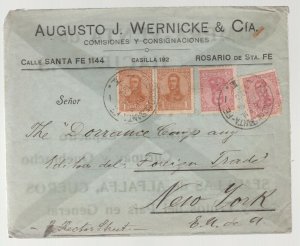 1910 Rosario Argentina Commercial Advertising Cover to USA Augusto Wenicke