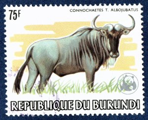 [sto686] BURUNDI 1983 Scott#600a used 75FR Wildebeest ANIMAL WWF