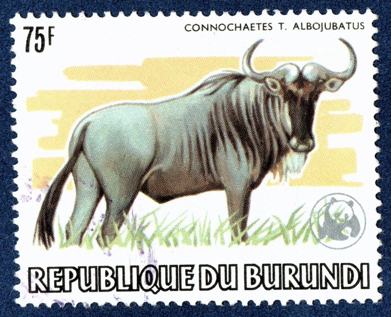 [sto686] BURUNDI 1983 Scott#600a used 75FR Wildebeest ANIMAL WWF