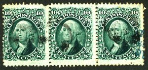 U.S. #68 USED STRIP OF 3