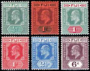 Fiji Scott 70-75 (1904-10) Mint H VF, CV $118.75 B