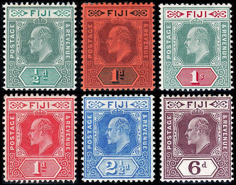Fiji Scott 70-75 (1904-10) Mint H VF, CV $118.75 B