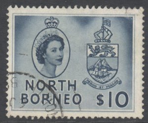 North Borneo Scott 275 - SG386, 1954 Elizabeth II $10 used