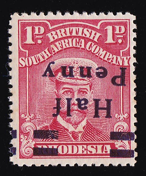 RHODESIA 1917 Half Penny KGV Admiral 1d ERROR INVERTED VARIETY SPACED NY MNH **